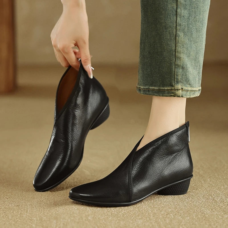 low heel black dress boots womens Leather Ankle With on Luulla womens cocktail dresses minimalist silhouette Color:Royal Blue Black Linen Dress With